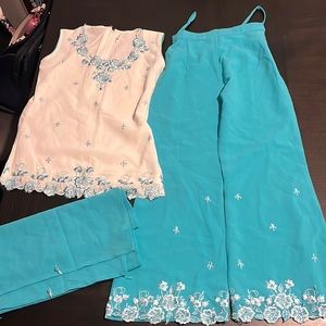 Girls Indian style clothes USED pants, top, and skirt